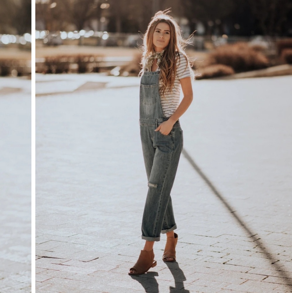 By Together Slouchy Ripped Knee Overalls